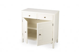 HomeRoots 31" White Solid Wood Sideboard with 2 Drawers & Doors - Elegant Storage for Any Room Decor 389745