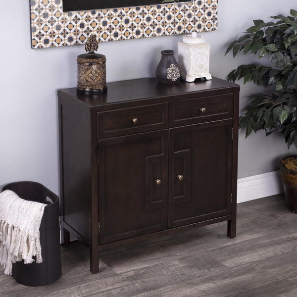 HomeRoots Imperial Coffee Console Cabinet – Modern Minimalist Design with Rich Dark Finish & Ample Storage Space 389747