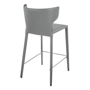 EuroStyle Divinia Regenerated Leather Counter Stools Upholstered Set for Kitchen Islands Gray 38975-GRY