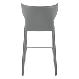 EuroStyle Divinia Regenerated Leather Counter Stools Upholstered Set for Kitchen Islands Gray 38975-GRY