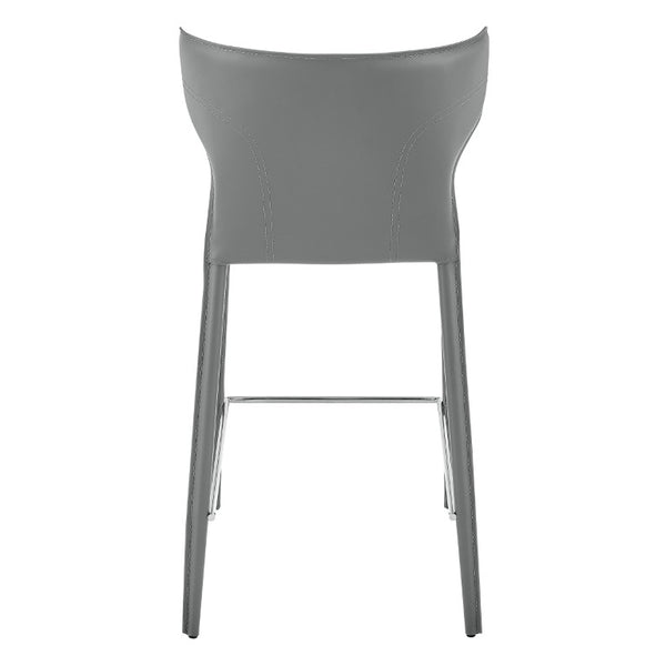 EuroStyle Divinia Regenerated Leather Counter Stools Upholstered Set for Kitchen Islands Gray 38975-GRY