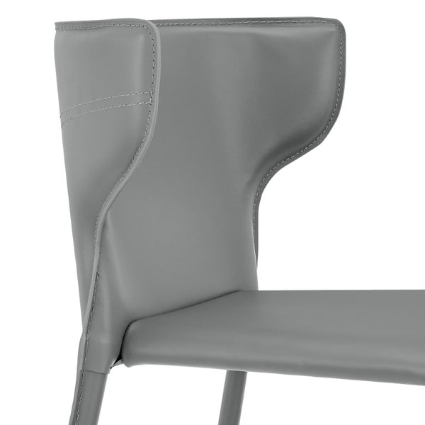 EuroStyle Divinia Regenerated Leather Counter Stools Upholstered Set for Kitchen Islands Gray 38975-GRY