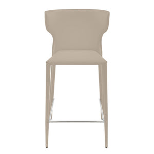 EuroStyle Divinia Regenerated Leather Counter Stools Upholstered Set for Kitchen Islands Taupe 38975-LTGRY