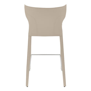 EuroStyle Divinia Regenerated Leather Counter Stools Upholstered Set for Kitchen Islands Taupe 38975-LTGRY