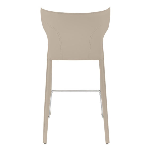 EuroStyle Divinia Regenerated Leather Counter Stools Upholstered Set for Kitchen Islands Taupe 38975-LTGRY