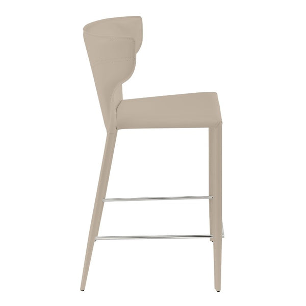 EuroStyle Divinia Regenerated Leather Counter Stools Upholstered Set for Kitchen Islands Taupe 38975-LTGRY
