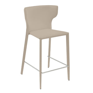 EuroStyle Divinia Regenerated Leather Counter Stools Upholstered Set for Kitchen Islands Taupe 38975-LTGRY