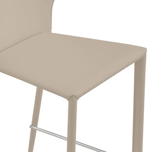 EuroStyle Divinia Regenerated Leather Counter Stools Upholstered Set for Kitchen Islands Taupe 38975-LTGRY