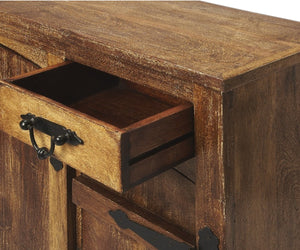 Homeroots 60" Brown Solid Wood Two Drawer Sideboard With Four Doors   389761