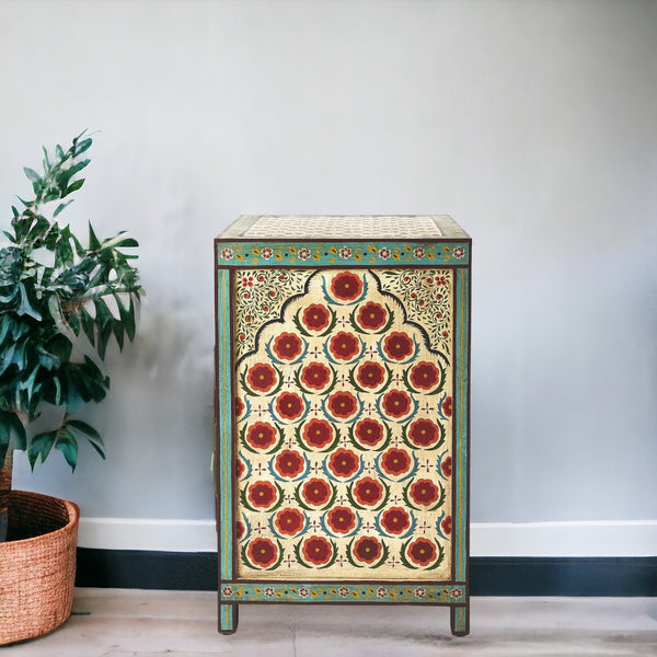 Homeroots 21" Brown And Green And Ivory Standard Accent Cabinet With One Drawer  Manufactured Wood 389763