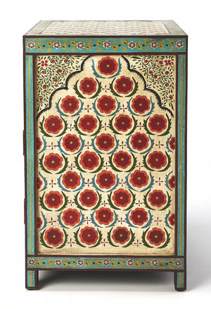 Homeroots 21" Brown And Green And Ivory Standard Accent Cabinet With One Drawer  Manufactured Wood 389763