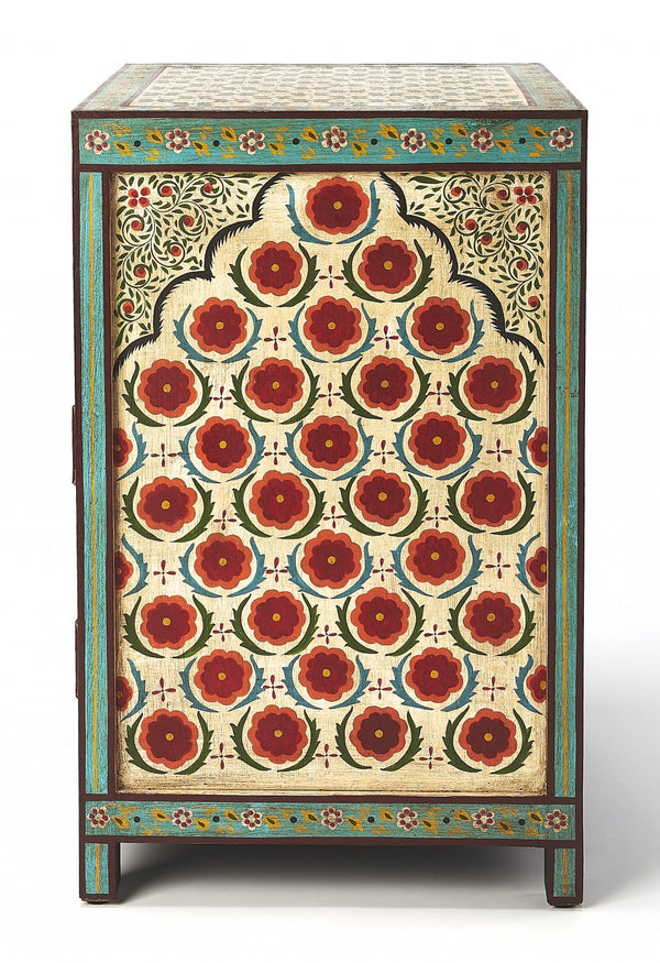 Homeroots 21" Brown And Green And Ivory Standard Accent Cabinet With One Drawer  Manufactured Wood 389763