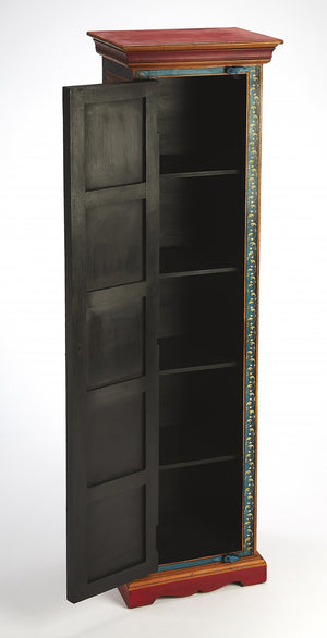 Homeroots 60" Red Blue And Gold Hand Painted Accent Cabinet  Manufactured Wood 389766