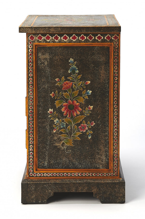 Homeroots 18" Dark Brown Solid Wood Frame Accent Cabinet With Two Drawers  Wood 389768