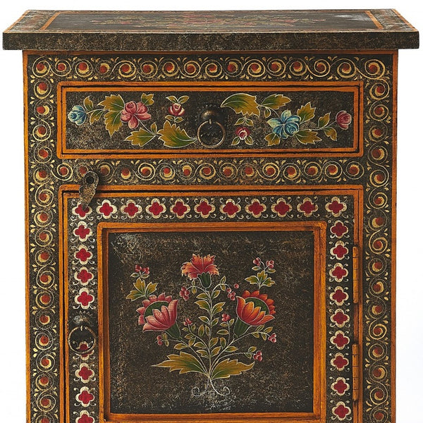 Homeroots 18" Dark Brown Solid Wood Frame Accent Cabinet With Two Drawers  Wood 389768