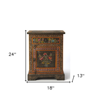 Homeroots 18" Dark Brown Solid Wood Frame Accent Cabinet With Two Drawers  Wood 389768