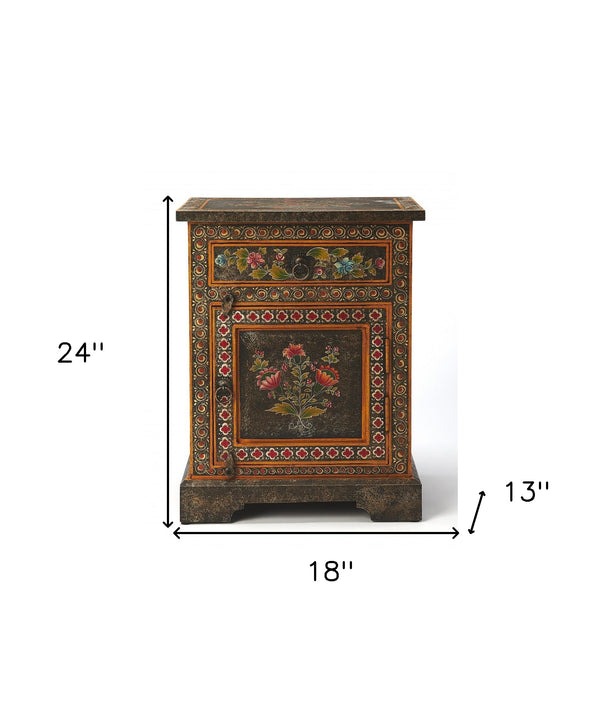 Homeroots 18" Dark Brown Solid Wood Frame Accent Cabinet With Two Drawers  Wood 389768