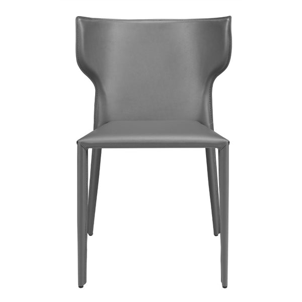 EuroStyle Divinia Stackable Dining Chairs Regenerated Leather Steel Frame Set of 2 Neutral Tone Gray 38976GRY