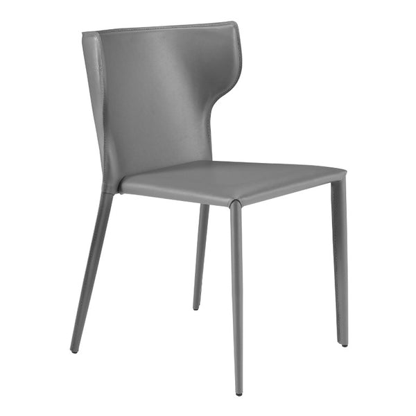 EuroStyle Divinia Stackable Dining Chairs Regenerated Leather Steel Frame Set of 2 Neutral Tone Gray 38976GRY