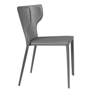 EuroStyle Divinia Stackable Dining Chairs Regenerated Leather Steel Frame Set of 2 Neutral Tone Gray 38976GRY
