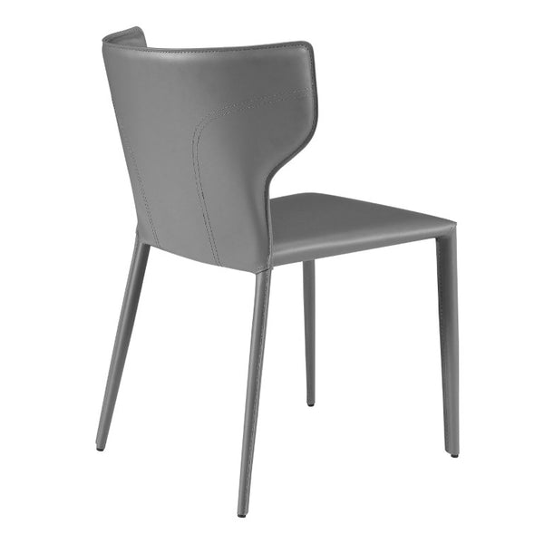 EuroStyle Divinia Stackable Dining Chairs Regenerated Leather Steel Frame Set of 2 Neutral Tone Gray 38976GRY