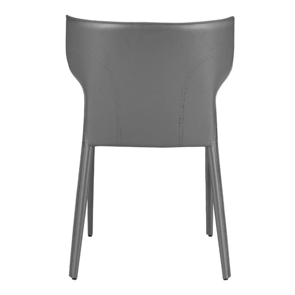 EuroStyle Divinia Stackable Dining Chairs Regenerated Leather Steel Frame Set of 2 Neutral Tone Gray 38976GRY