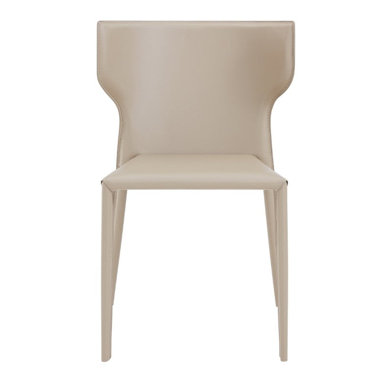 EuroStyle Divinia Stackable Dining Chairs Regenerated Leather Steel Frame Set of 2 Neutral Tone Taupe 38976LTGRY
