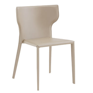 EuroStyle Divinia Stackable Dining Chairs Regenerated Leather Steel Frame Set of 2 Neutral Tone Taupe 38976LTGRY