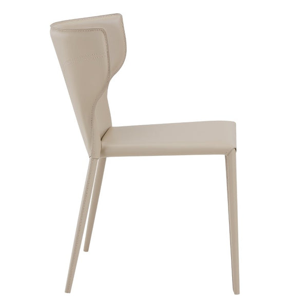 EuroStyle Divinia Stackable Dining Chairs Regenerated Leather Steel Frame Set of 2 Neutral Tone Taupe 38976LTGRY