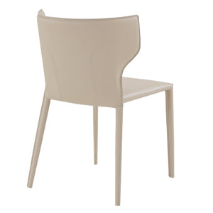 EuroStyle Divinia Stackable Dining Chairs Regenerated Leather Steel Frame Set of 2 Neutral Tone Taupe 38976LTGRY