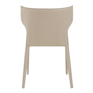EuroStyle Divinia Stackable Dining Chairs Regenerated Leather Steel Frame Set of 2 Neutral Tone Taupe 38976LTGRY
