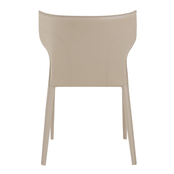 EuroStyle Divinia Stackable Dining Chairs Regenerated Leather Steel Frame Set of 2 Neutral Tone Taupe 38976LTGRY