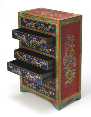 Homeroots 21" Blue And Green Solid Wood Seven Drawer Standard Chest  Solid Wood 389771