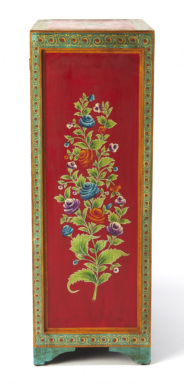 Homeroots 21" Blue And Green Solid Wood Seven Drawer Standard Chest  Solid Wood 389771