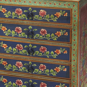 Homeroots 21" Blue And Green Solid Wood Seven Drawer Standard Chest  Solid Wood 389771