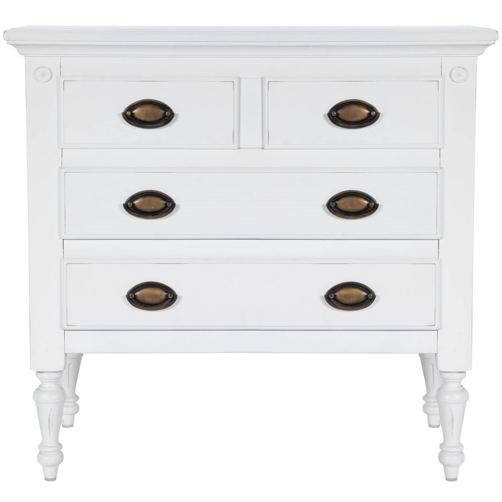 Homeroots 32" White Solid Wood Four Drawer Gentlemans Chest  Solid Wood 389777