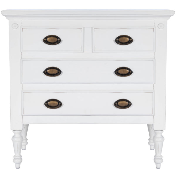 Homeroots 32" White Solid Wood Four Drawer Gentlemans Chest  Solid Wood 389777