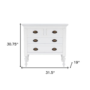 Homeroots 32" White Solid Wood Four Drawer Gentlemans Chest  Solid Wood 389777