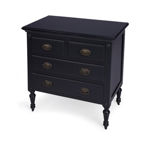 Homeroots 32" Black Solid Wood Four Drawer Gentlemans Chest  Solid Wood 389778