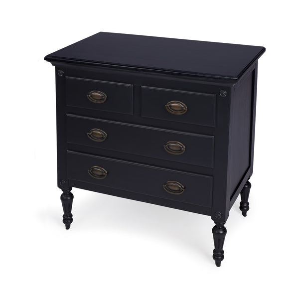 Homeroots 32" Black Solid Wood Four Drawer Gentlemans Chest  Solid Wood 389778