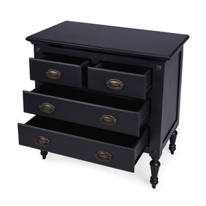 Homeroots 32" Black Solid Wood Four Drawer Gentlemans Chest  Solid Wood 389778