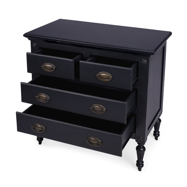 Homeroots 32" Black Solid Wood Four Drawer Gentlemans Chest  Solid Wood 389778