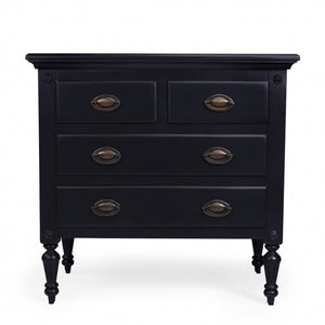Homeroots 32" Black Solid Wood Four Drawer Gentlemans Chest  Solid Wood 389778
