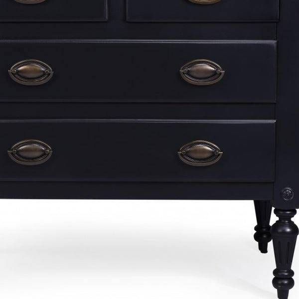 Homeroots 32" Black Solid Wood Four Drawer Gentlemans Chest  Solid Wood 389778