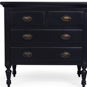 Homeroots 32" Black Solid Wood Four Drawer Gentlemans Chest  Solid Wood 389778