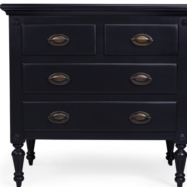 Homeroots 32" Black Solid Wood Four Drawer Gentlemans Chest  Solid Wood 389778