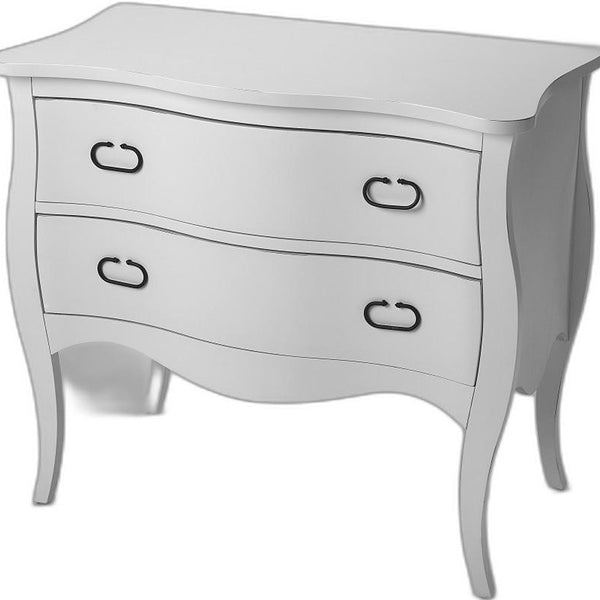 Homeroots 34" White Solid Wood Two Drawer Chest  Solid Wood 389780