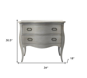 Homeroots 34" Gray Solid Wood Two Drawer Chest  Solid Wood 389783