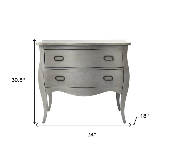 Homeroots 34" Gray Solid Wood Two Drawer Chest  Solid Wood 389783