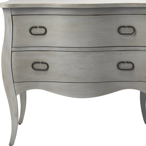 Homeroots 34" Gray Solid Wood Two Drawer Chest  Solid Wood 389783